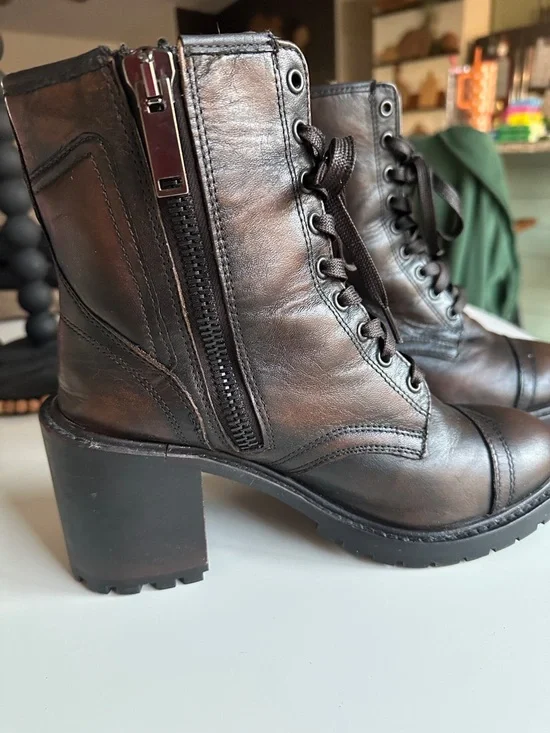 Thursday Boot Company Rebel Lace-Up Heeled Boot - Black Coffee - Picture 4 of 8